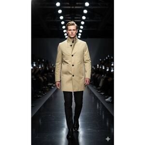 Strellson Finchley Summer Short Coat Beige Sz 52 Finest Cotton Stretch Quiet Lux